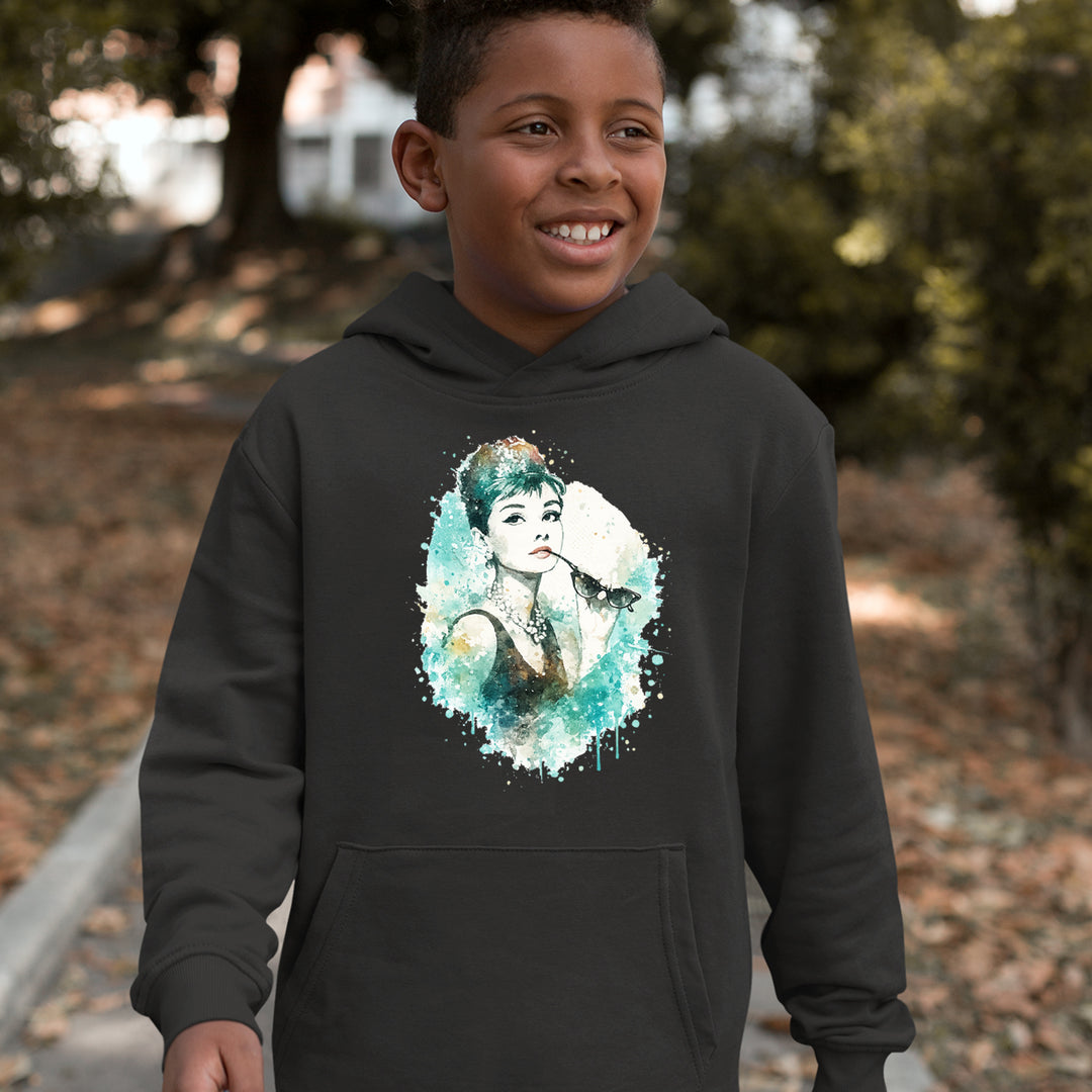 Mrs. Herpburn Iconic Watercolors Youth-Sized Hoodie 