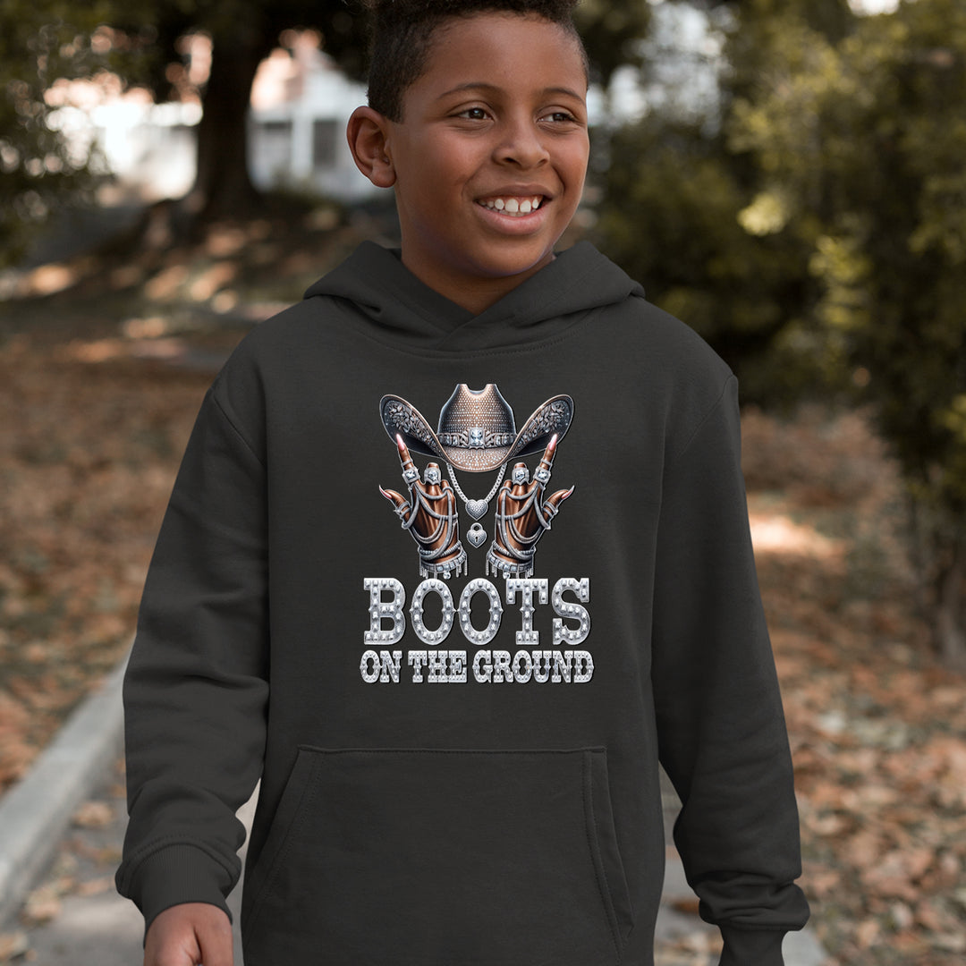 Boots On The Ground Bling Youth-Sized Hoodie 