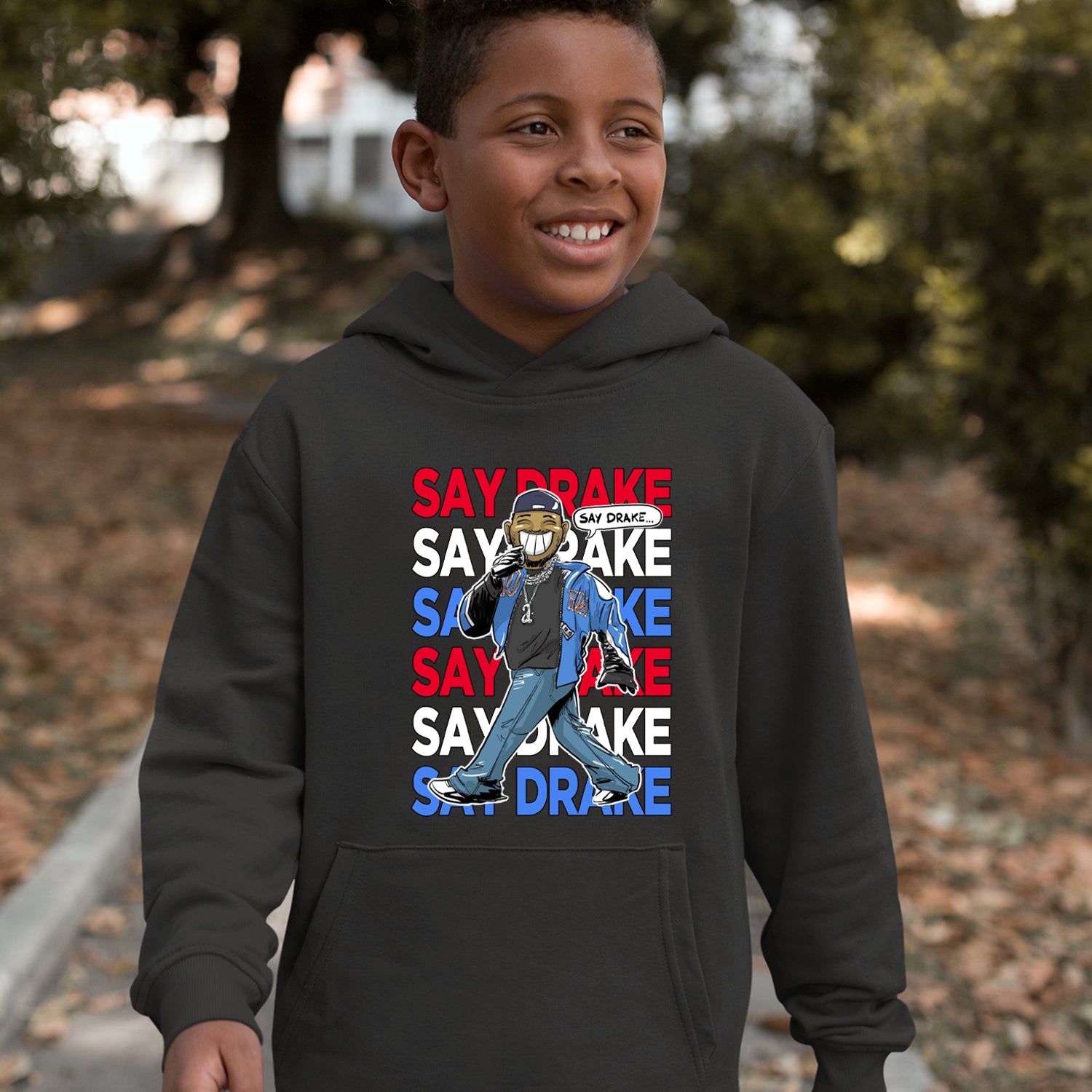 Say Drake Smiling Meme Mustard Youth-Sized Hoodie 