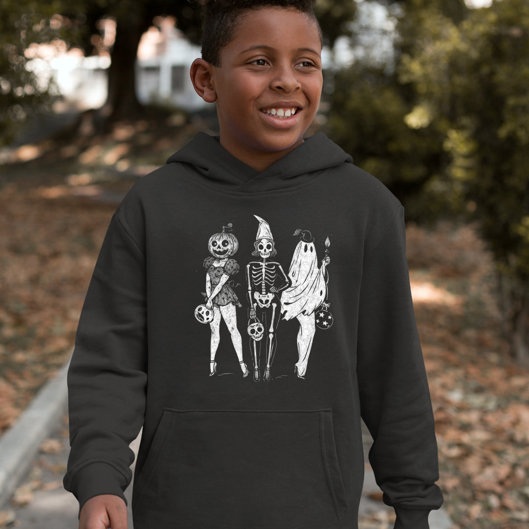 Vintage Spooky Squad Pinup Halloween Design Youth-Sized Hoodie