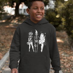 Vintage Spooky Squad Pinup Halloween Design Youth-Sized Hoodie