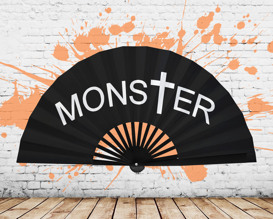 MonsTer Clack Fan, Drag Fan, Little Monster Fan, Concert Merch, Pop Music Hand Fan, Large Rave Fan, Festival Accessories -26 Inches