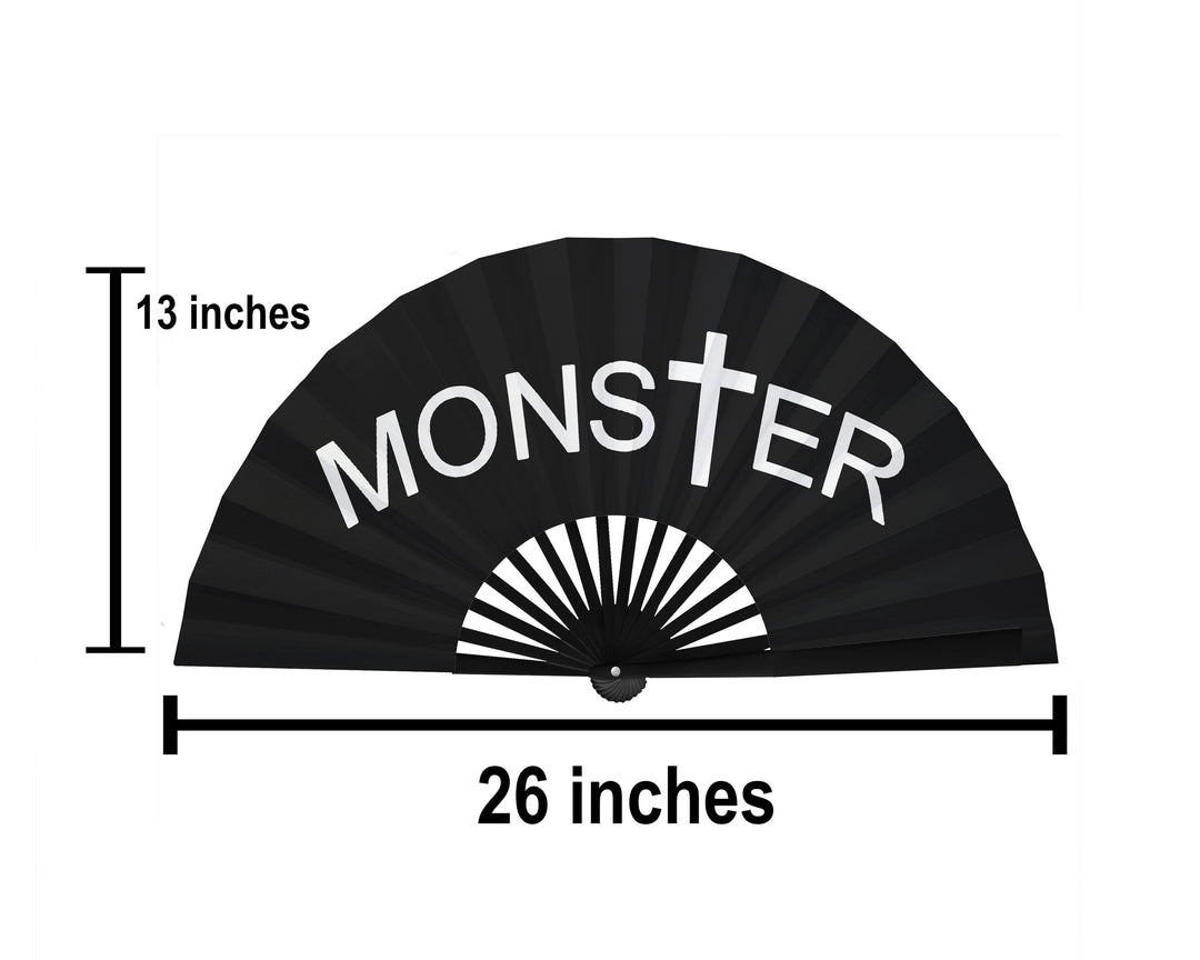 MonsTer Clack Fan, Drag Fan, Little Monster Fan, Concert Merch, Pop Music Hand Fan, Large Rave Fan, Festival Accessories -26 Inches