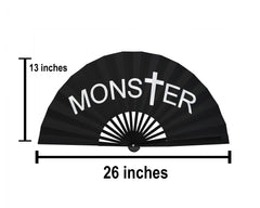 MonsTer Clack Fan, Drag Fan, Little Monster Fan, Concert Merch, Pop Music Hand Fan, Large Rave Fan, Festival Accessories -26 Inches