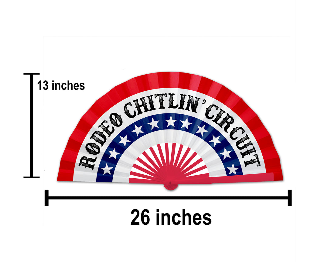 Cowboy Fan, Red White Blue Fan, Rodeo Chitlin Circuit Clack Fan, Large Carter Show Hand Fan, Country Music Merch, Gift - 26 Inch