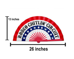 Cowboy Fan, Red White Blue Fan, Rodeo Chitlin Circuit Clack Fan, Large Carter Show Hand Fan, Country Music Merch, Gift - 26 Inch