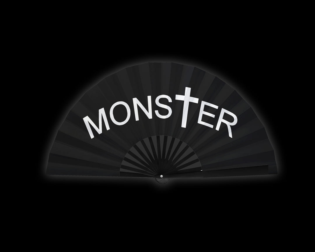 MonsTer Clack Fan, Drag Fan, Little Monster Fan, Concert Merch, Pop Music Hand Fan, Large Rave Fan, Festival Accessories -26 Inches