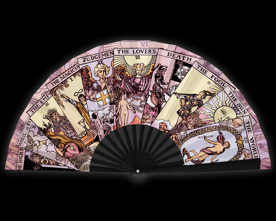 Tarot Card Hand Fan, Large Mystic Fans, Burning Man Accessories, Large Clack Fans, Rave Fan, Festival Accessories, Oversized Folding Fan
