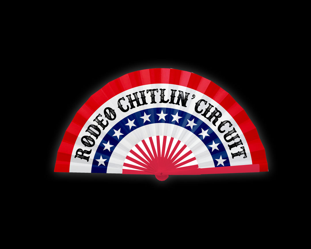 Cowboy Fan, Red White Blue Fan, Rodeo Chitlin Circuit Clack Fan, Large Carter Show Hand Fan, Country Music Merch, Gift - 26 Inch