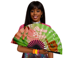 Pinkies and Pearls Folding Fan, HBCU Clack Fan, Large Sorority Fan, Snapping Fan, Concert Hand Fan, Line Dancing Fan,Graduation Gift For AKA