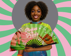 Pinkies and Pearls Folding Fan, HBCU Clack Fan, Large Sorority Fan, Snapping Fan, Concert Hand Fan, Line Dancing Fan,Graduation Gift For AKA