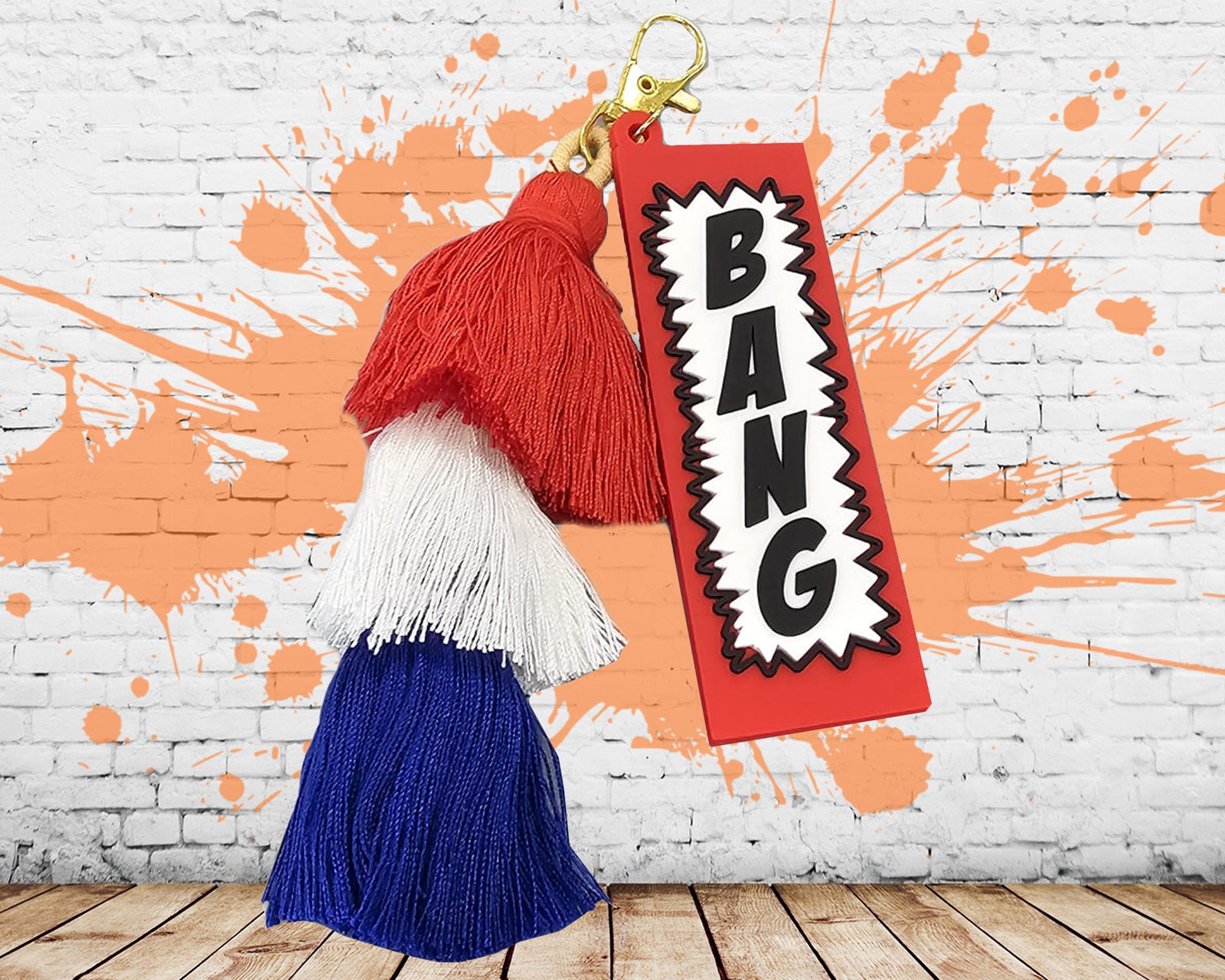 BANG Keychain, Cowboy Keychain With Tassels, Couture Pop Art Charm, Country Rodeo Keychain, Western Accessories, Rodeo Chitlin Circuit Fit