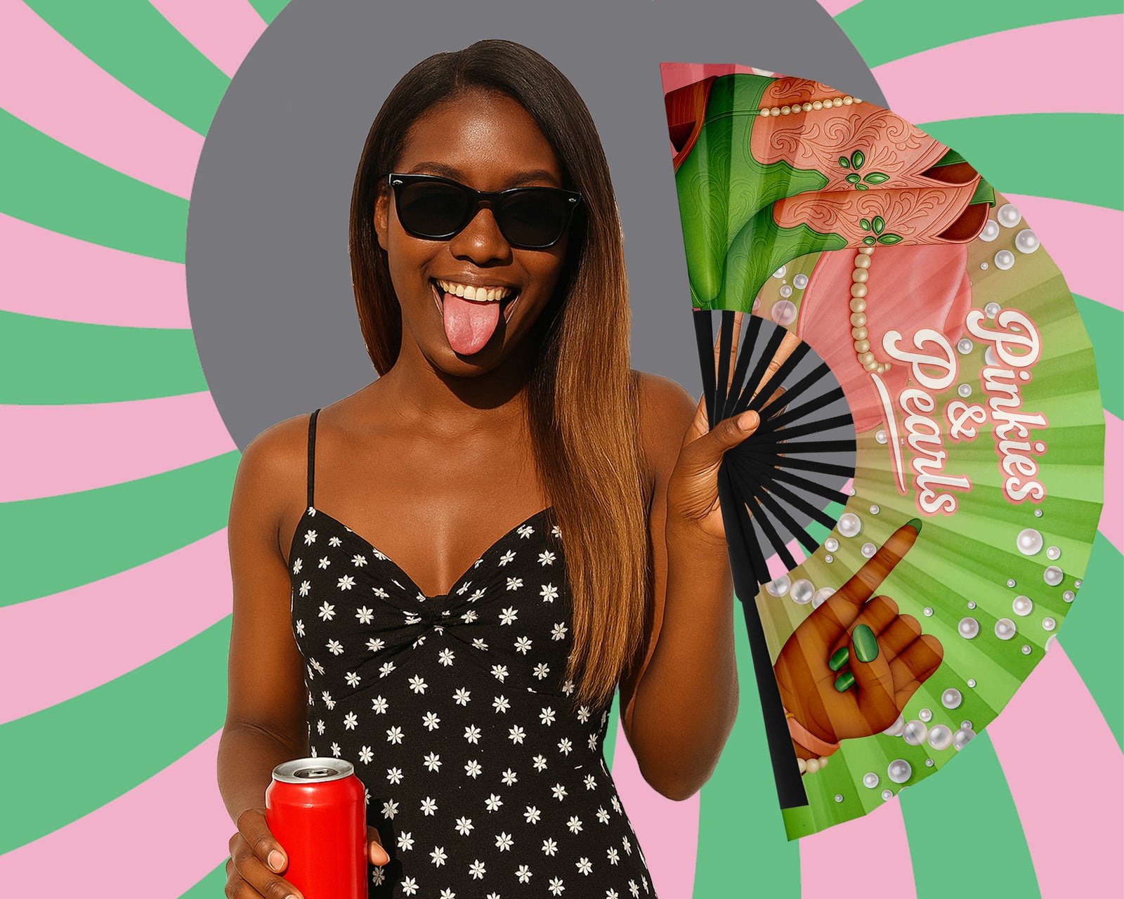 Pinkies and Pearls Folding Fan, HBCU Clack Fan, Large Sorority Fan, Snapping Fan, Concert Hand Fan, Line Dancing Fan,Graduation Gift For AKA