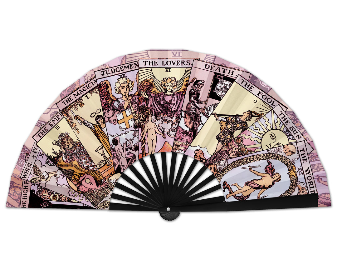 Tarot Card Hand Fan, Large Mystic Fans, Burning Man Accessories, Large Clack Fans, Rave Fan, Festival Accessories, Oversized Folding Fan