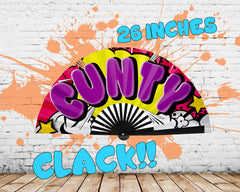 Drag Queen Clack Fan, Cunty Fan, Pride Hand Fan, Fancy Fan, Line Dancing Folding Fan, Rave Fan - Large 26 Inch Foldable Fan