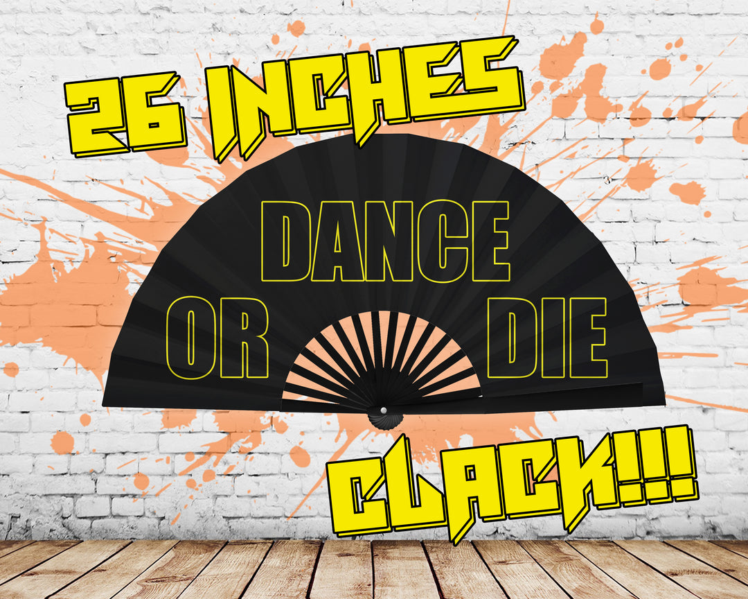 Dance Or Die Clack Fan, Little Monster Show Hand Fan, Large Concert Folding Fan, Grunge Fan, Pop Music Merch , Festival - 26 Inches