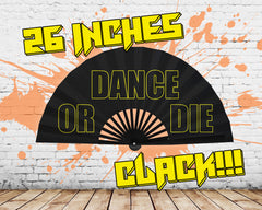 Dance Or Die Clack Fan, Little Monster Show Hand Fan, Large Concert Folding Fan, Grunge Fan, Pop Music Merch , Festival - 26 Inches