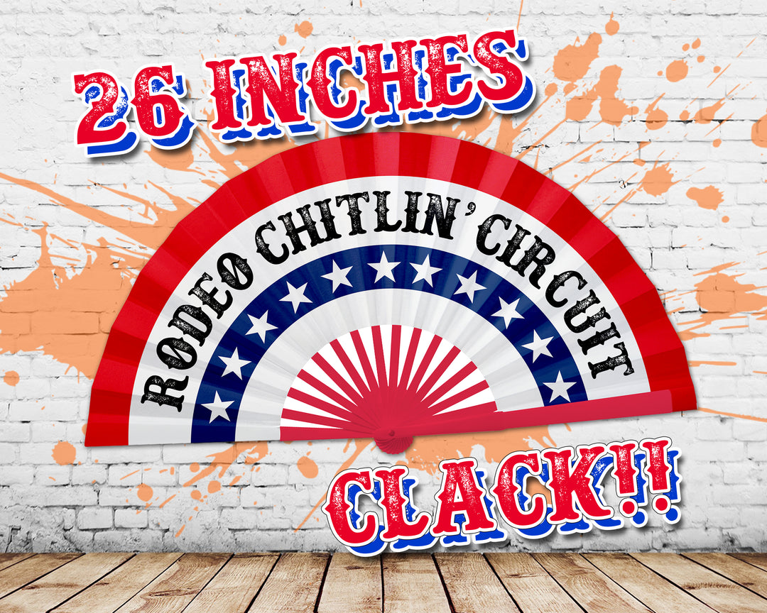 Cowboy Fan, Red White Blue Fan, Rodeo Chitlin Circuit Clack Fan, Large Carter Show Hand Fan, Country Music Merch, Gift - 26 Inch