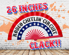 Cowboy Fan, Red White Blue Fan, Rodeo Chitlin Circuit Clack Fan, Large Carter Show Hand Fan, Country Music Merch, Gift - 26 Inch