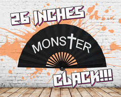 MonsTer Clack Fan, Drag Fan, Little Monster Fan, Concert Merch, Pop Music Hand Fan, Large Rave Fan, Festival Accessories -26 Inches