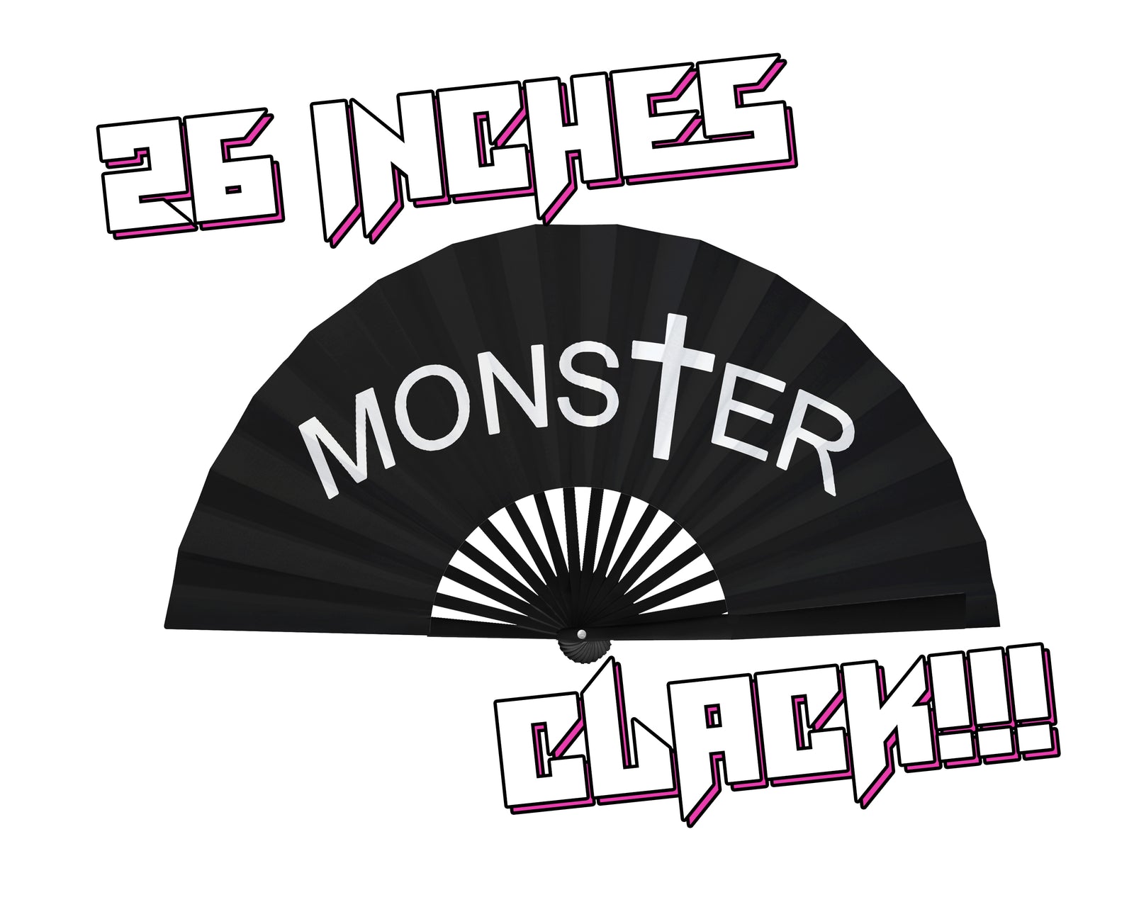 MonsTer Clack Fan, Drag Fan, Little Monster Fan, Concert Merch, Pop Music Hand Fan, Large Rave Fan, Festival Accessories -26 Inches