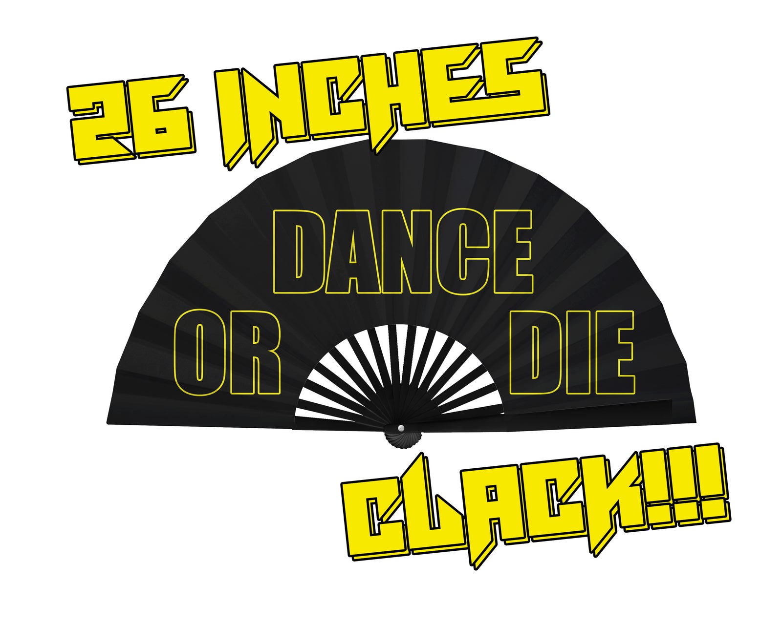 Dance Or Die Clack Fan, Little Monster Show Hand Fan, Large Concert Folding Fan, Grunge Fan, Pop Music Merch , Festival - 26 Inches