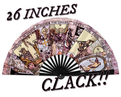 Tarot Card Hand Fan, Large Mystic Fans, Burning Man Accessories, Large Clack Fans, Rave Fan, Festival Accessories, Oversized Folding Fan
