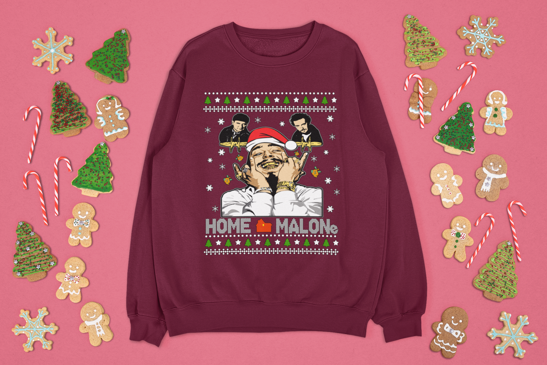 Home Malone Ugly Christmas  Mens T-shirt 