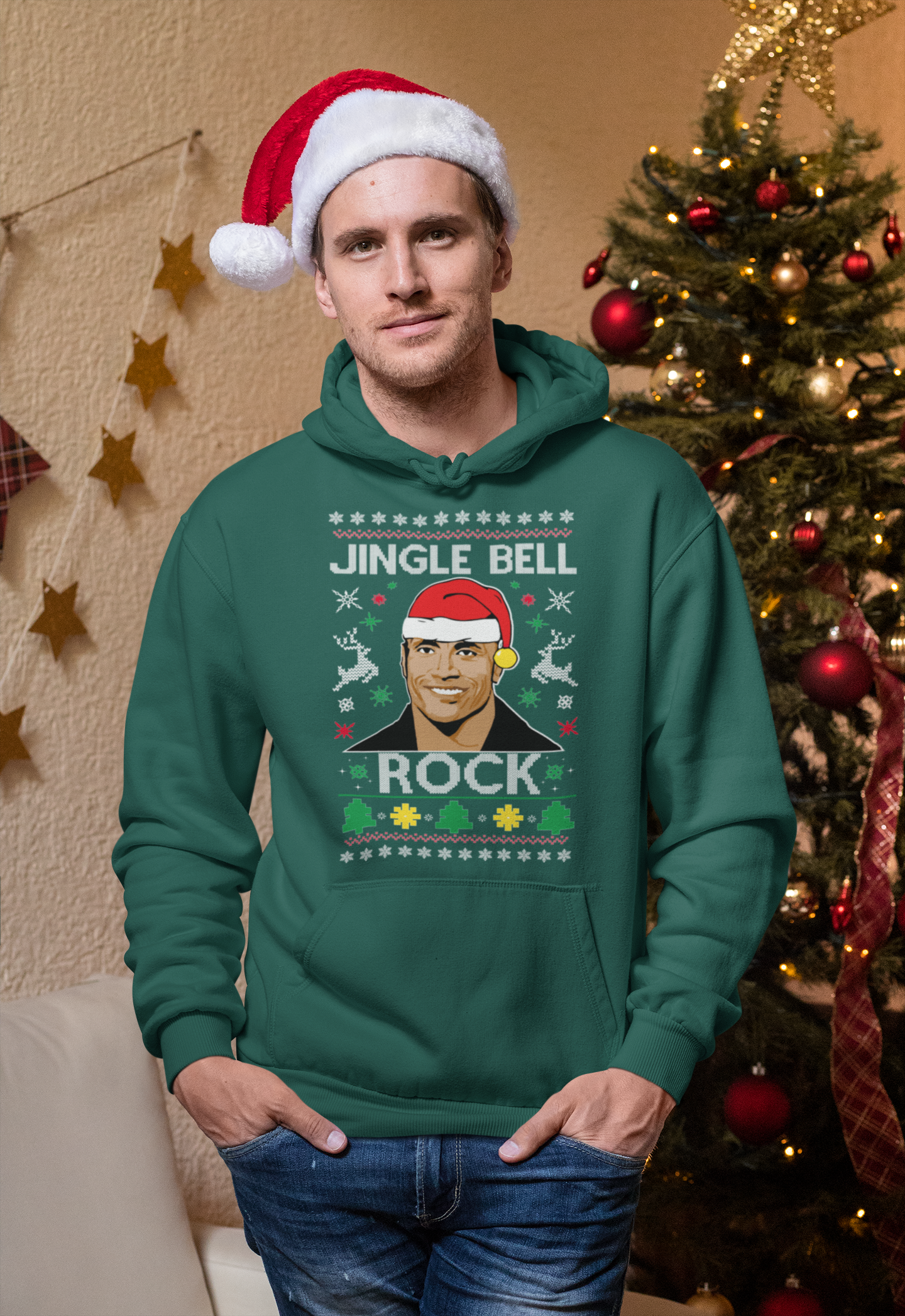 Jingle Bell Rock Ugly Christmas Mens T-shirt 