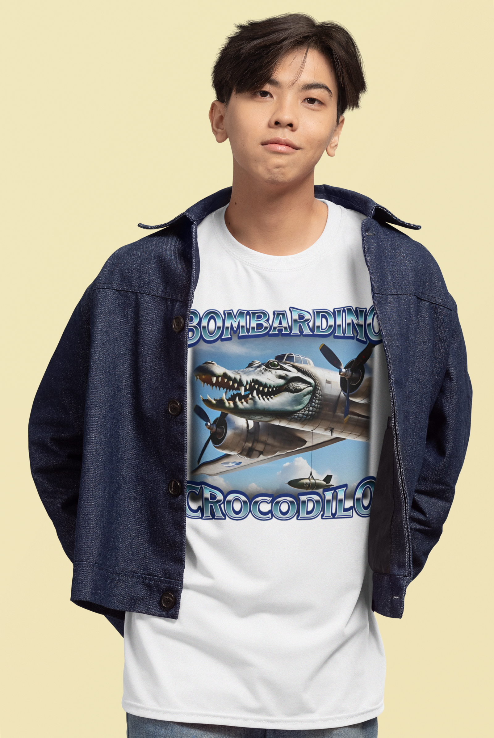 Bombardino Crocodilo Brainrot Men's T-shirt Black