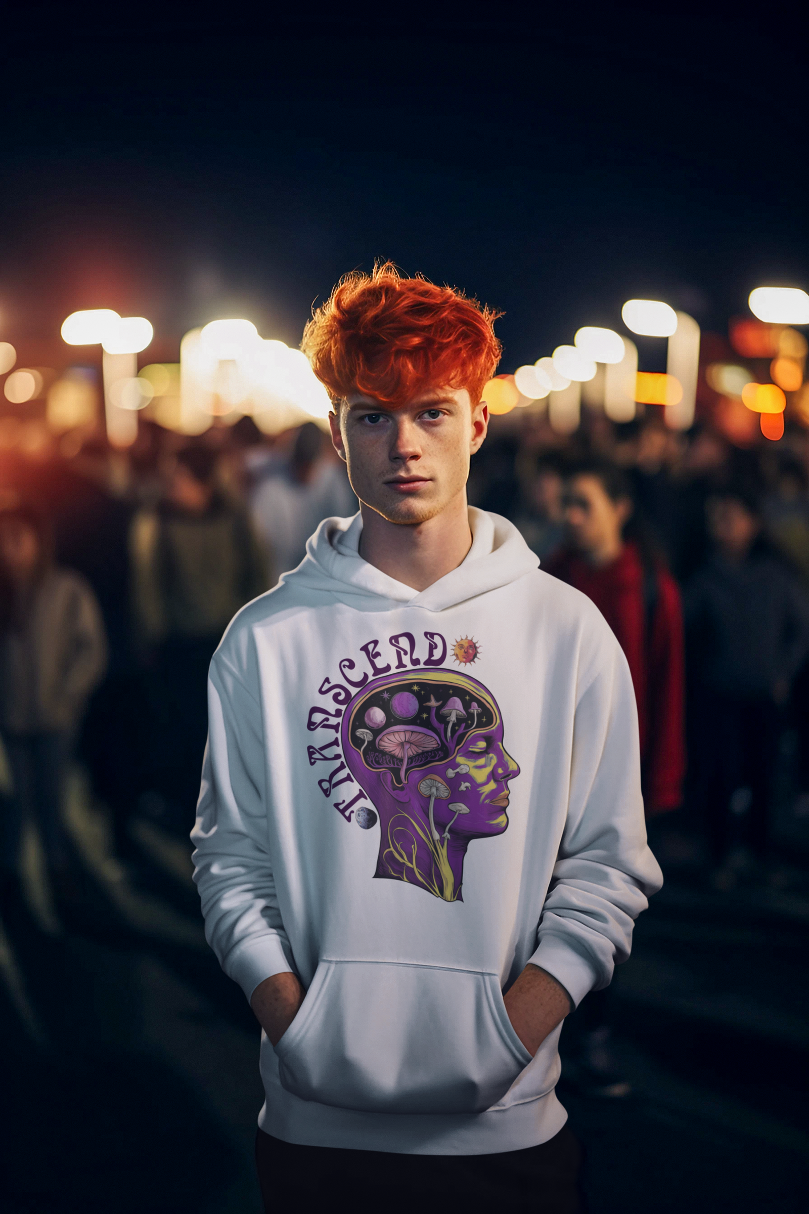 Psychedelic Cosmic Mushroom Head Men's T-shirt Tie-Dye Jellybean