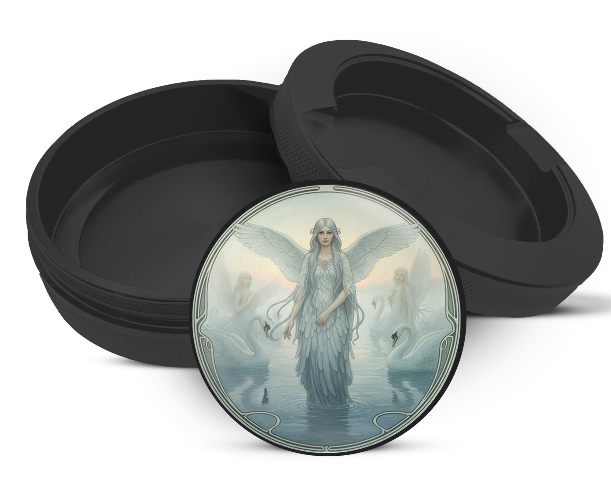 Zyn Storage Case Art Nouveau Swan Angelic Vision Black