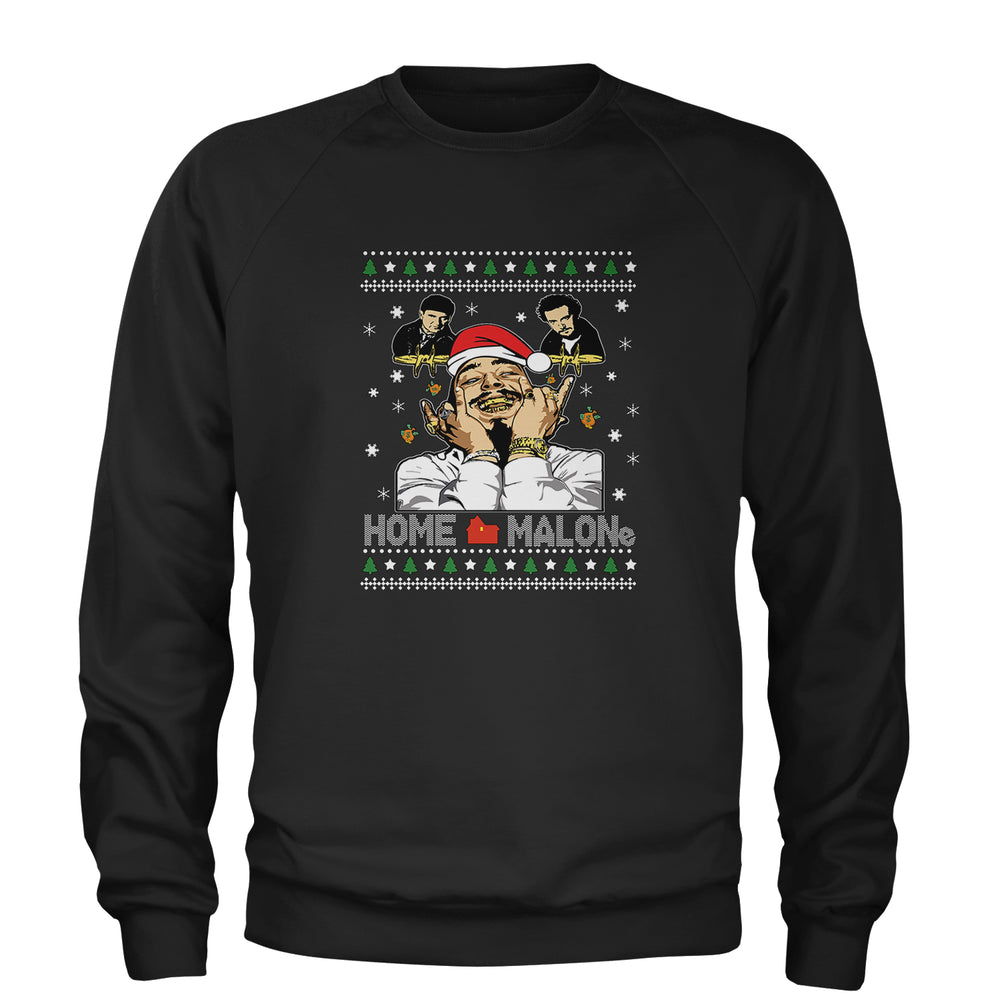 Home Malone Ugly Christmas Adult Crewneck Sweatshirt Black