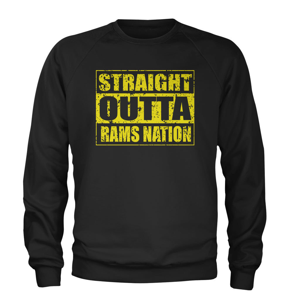 Straight Outta Rams Nation   Adult Crewneck Sweatshirt Black