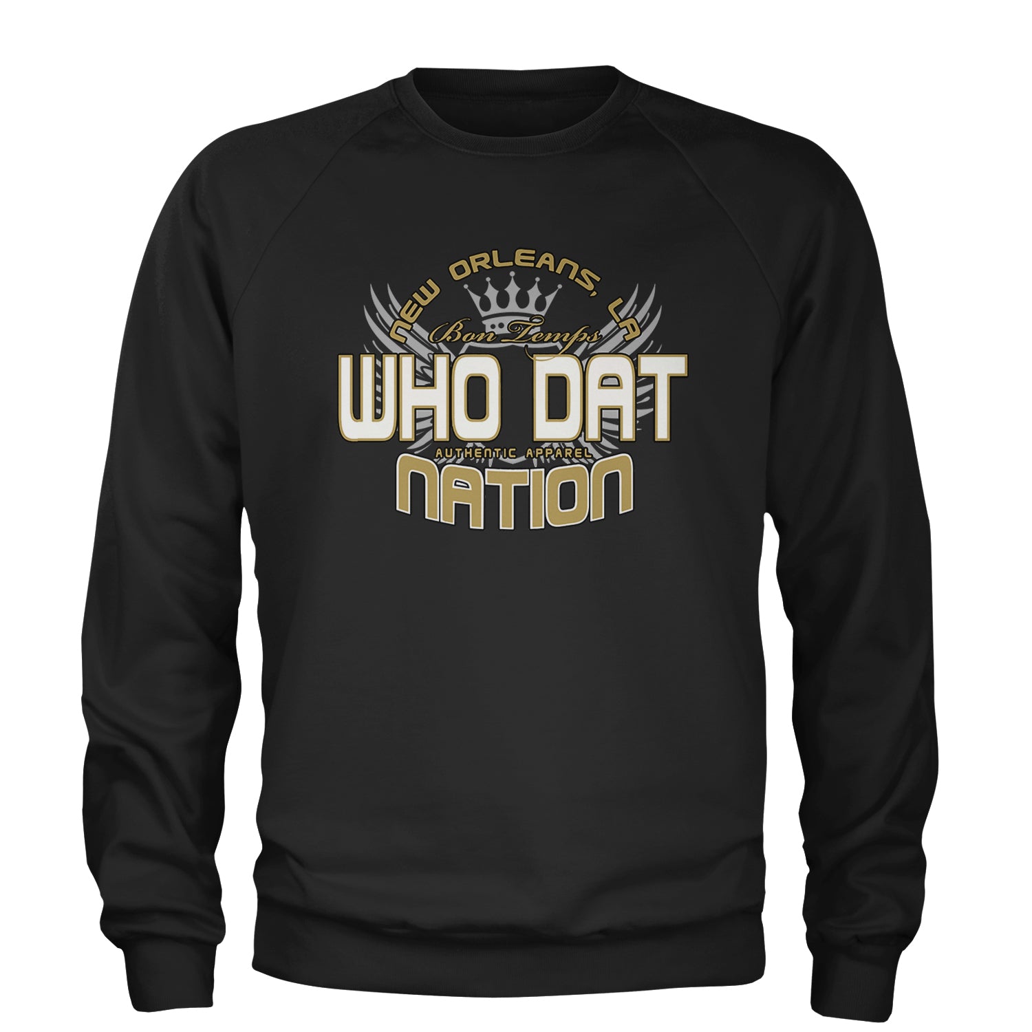 Who Dat Nation New Orleans (Color) Adult Crewneck Sweatshirt Black