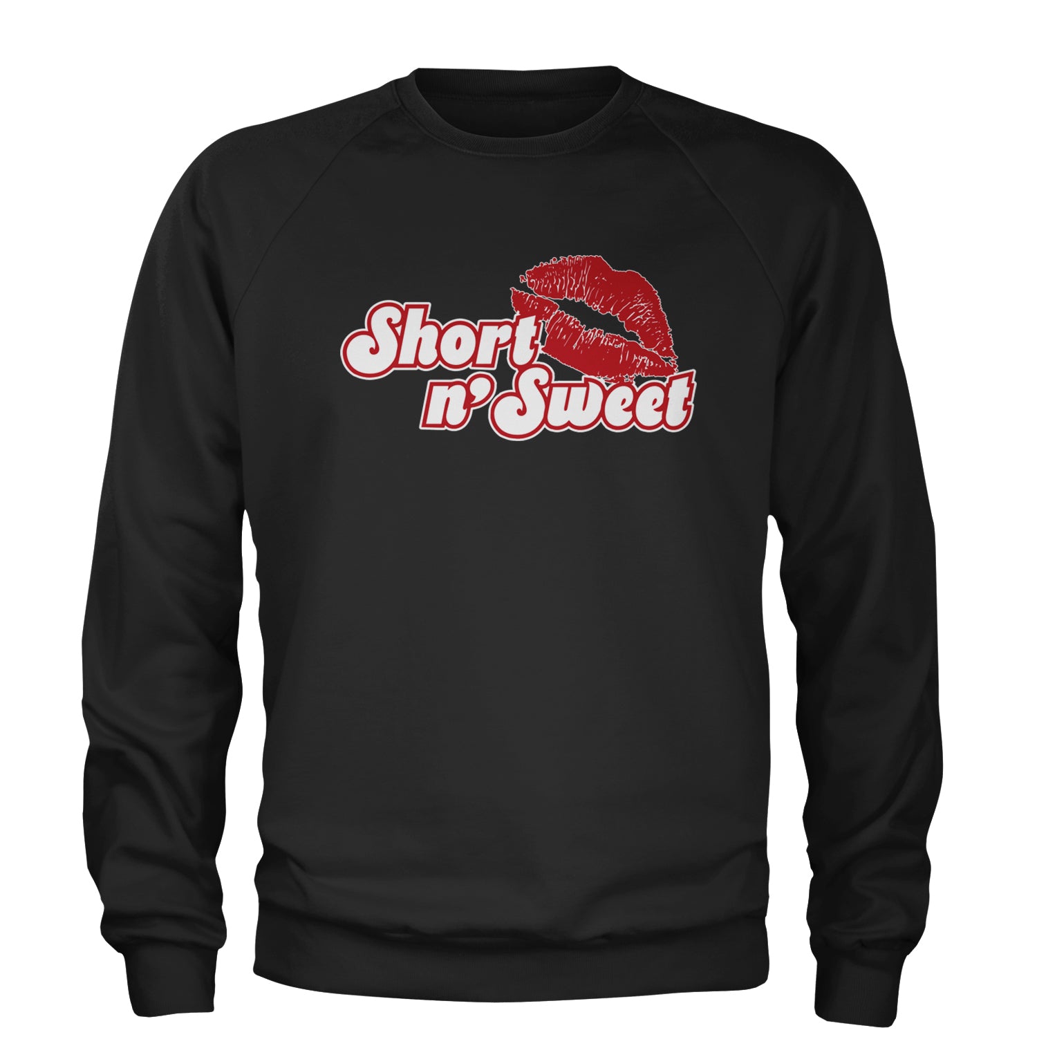 Short N' Sweet Red Lips Adult Crewneck Sweatshirt Heather Grey