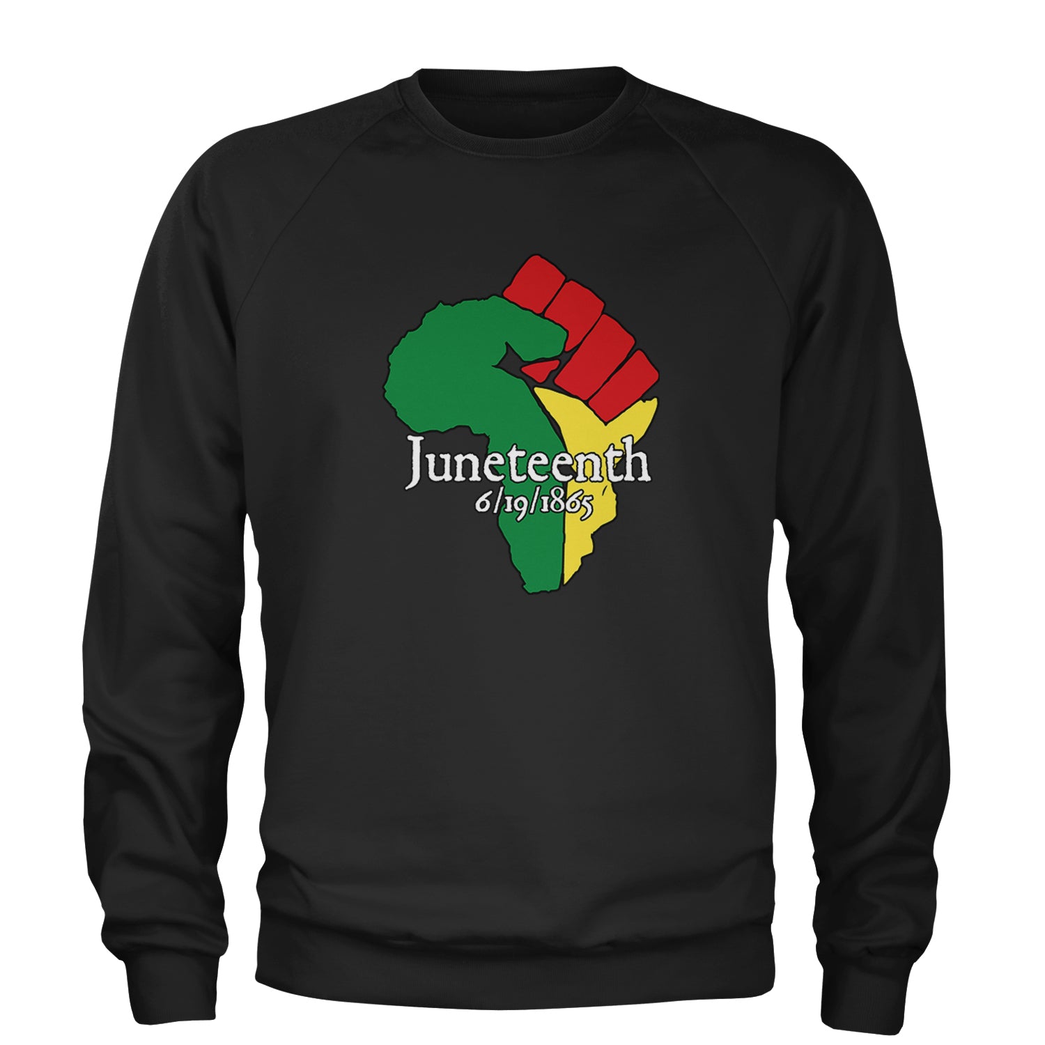 Juneteenth Raised Fist Africa Celebrate Emancipation Day Adult Crewneck Sweatshirt Forest Green