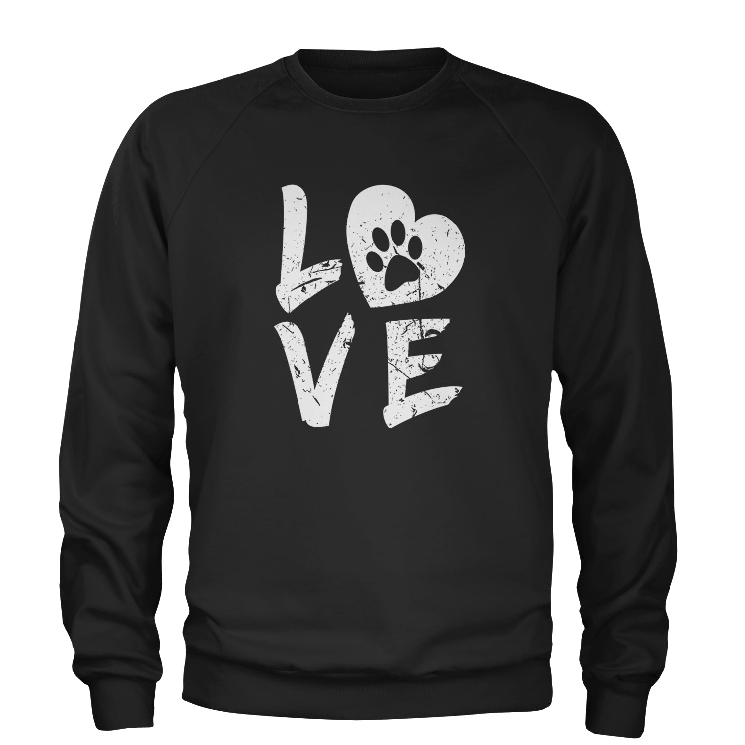 I Love My Dog Paw Print  Adult Crewneck Sweatshirt Black