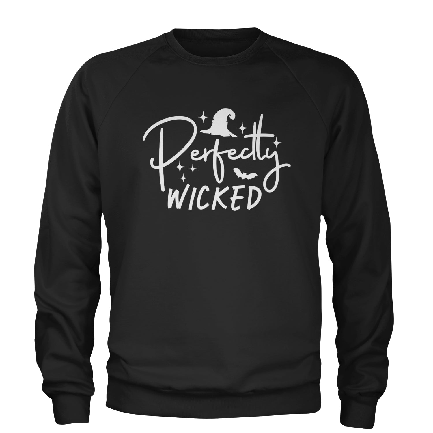 Perfectly Wicked Witchy Halloween Adult Crewneck Sweatshirt Black