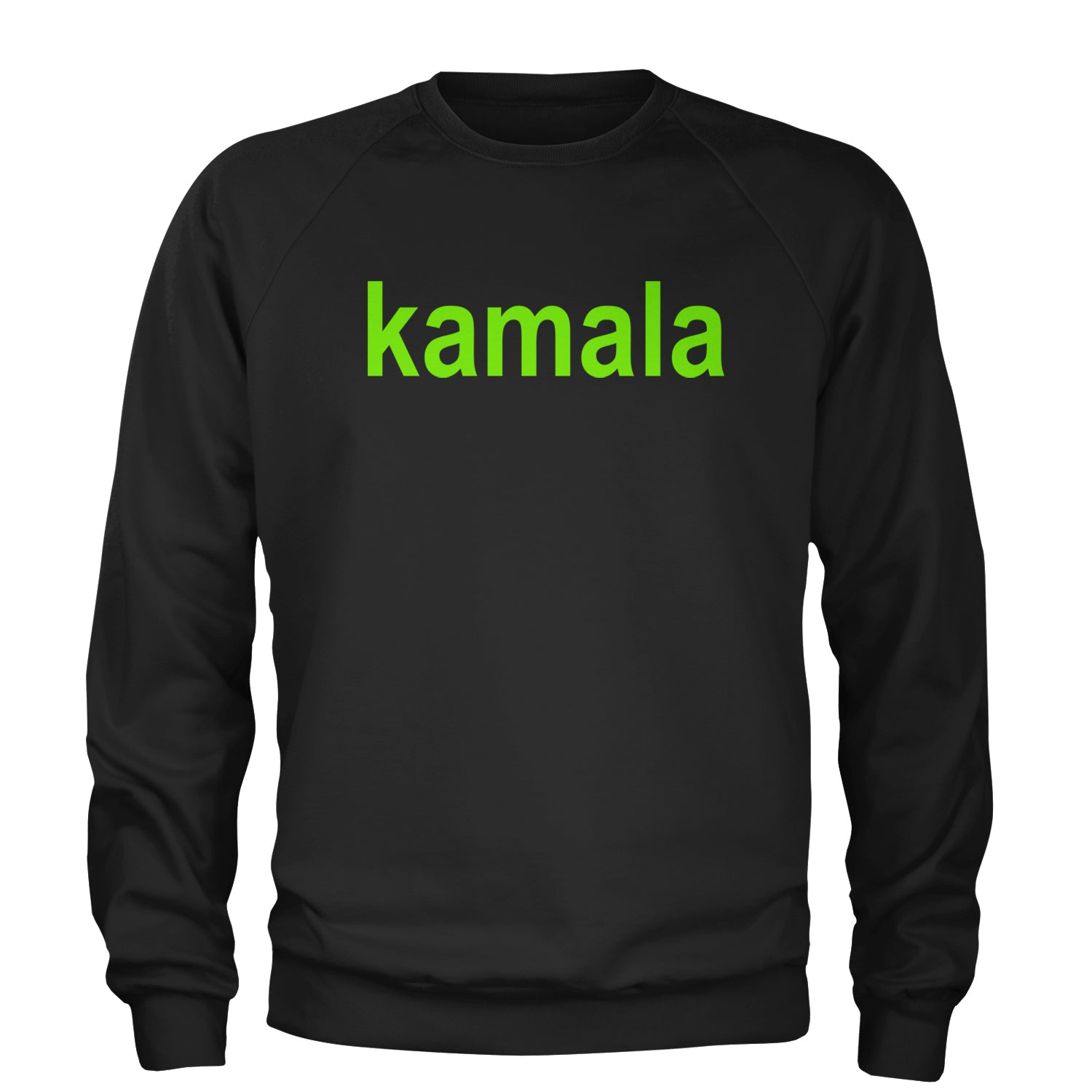 Kamala Bright Green Brat Coconut Tree Adult Crewneck Sweatshirt Black