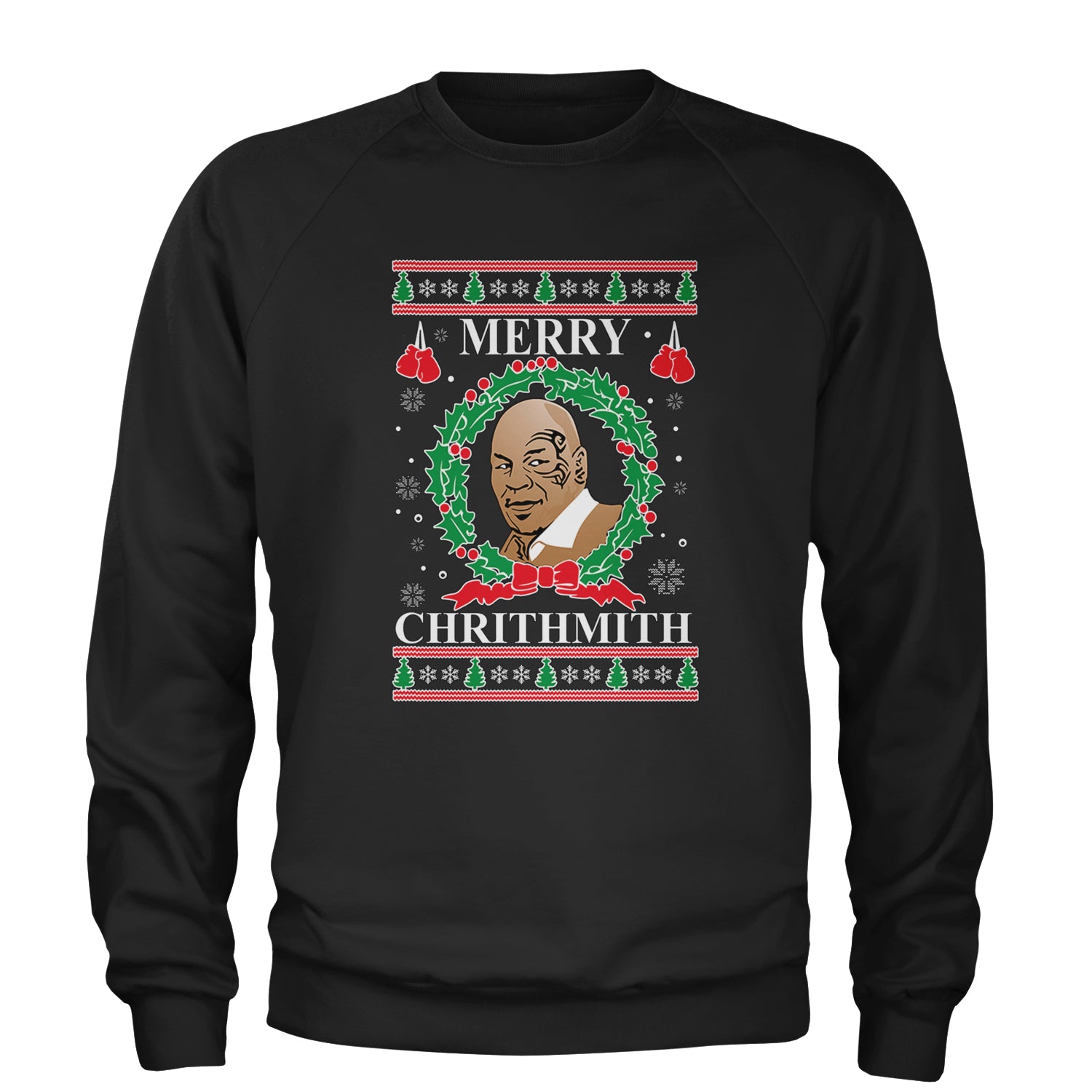 Merry Chrithmith Ugly Christmas Adult Crewneck Sweatshirt Black