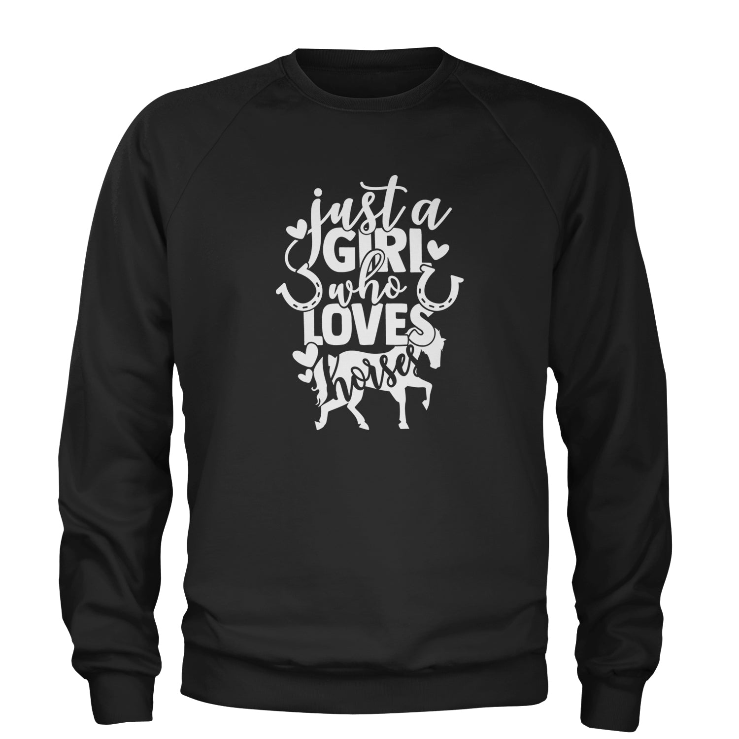 Just A Girl Who Loves Horses Adult Crewneck Sweatshirt Red