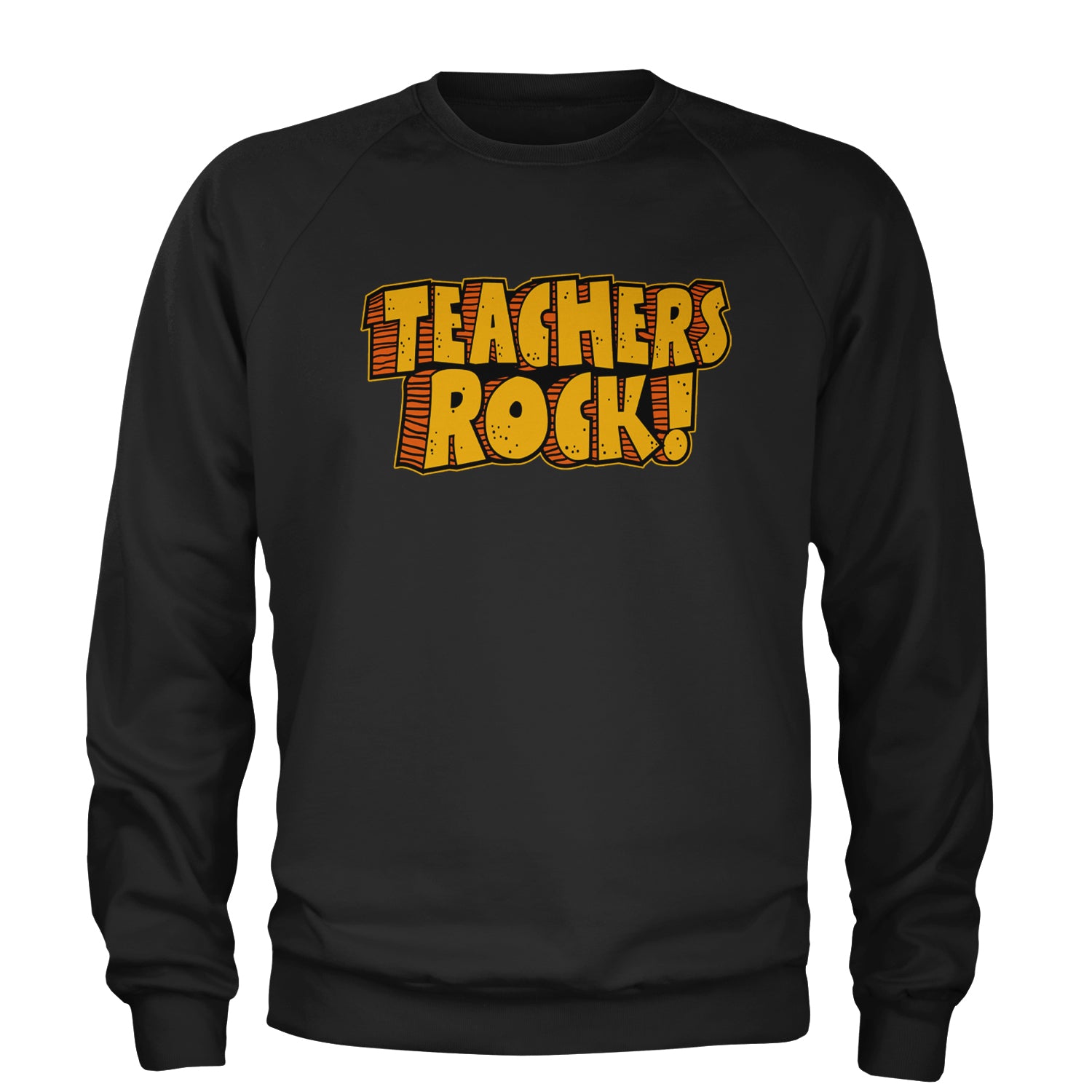 Teachers Rock Retro Adult Crewneck Sweatshirt Heather Grey