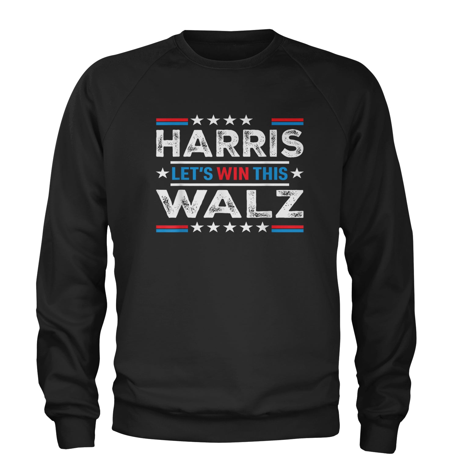 Kamala Harris and Tim Walz For President Adult Crewneck Sweatshirt Black