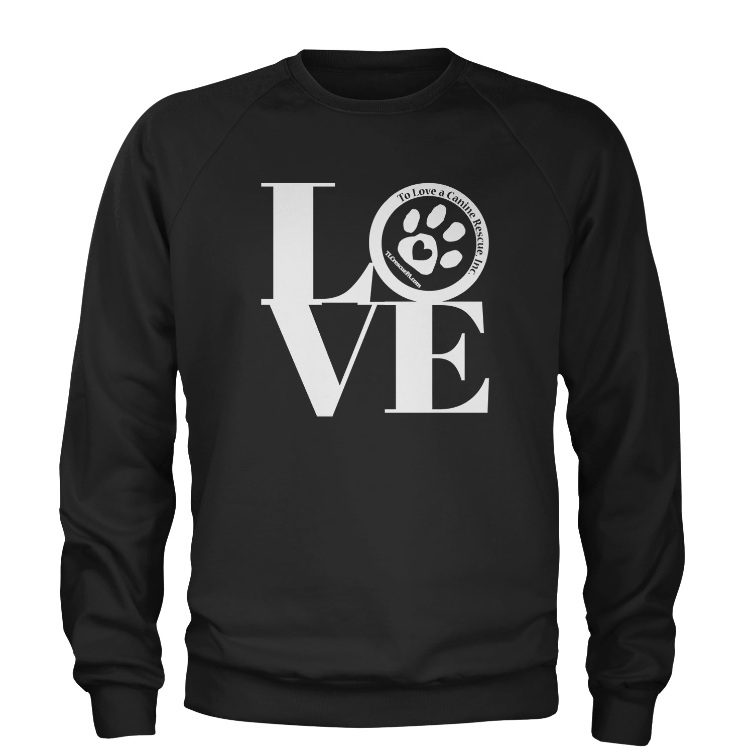 TLC LOVE Dog Rescue Adult Crewneck Sweatshirt Black