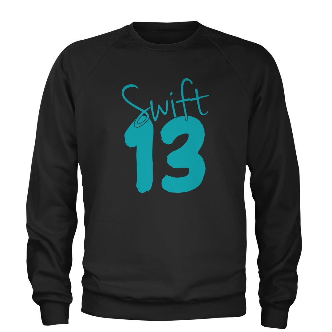 Unisex Heavyweight Fleece Crewneck Sweatshirt with bold 13 and "Swift" script across the number