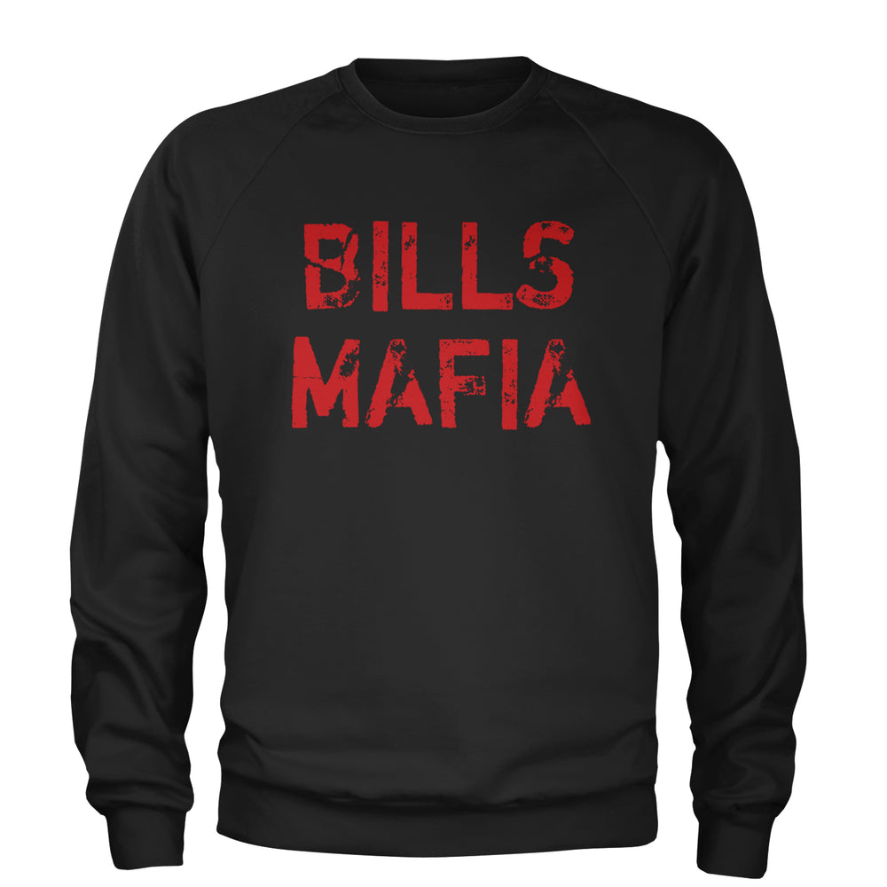 Distressed Bills Mafia Football Adult Crewneck Sweatshirt Black