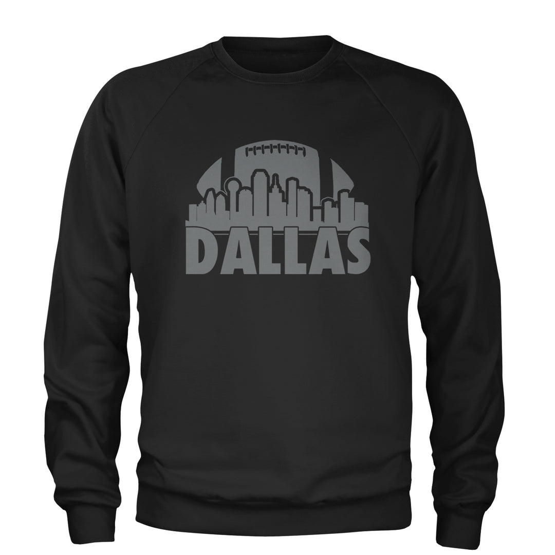 Dallas Texas Skyline Adult Crewneck Sweatshirt Black