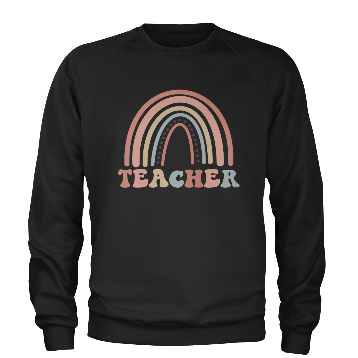 Teacher Pastel Rainbow Adult Crewneck Sweatshirt Royal Blue