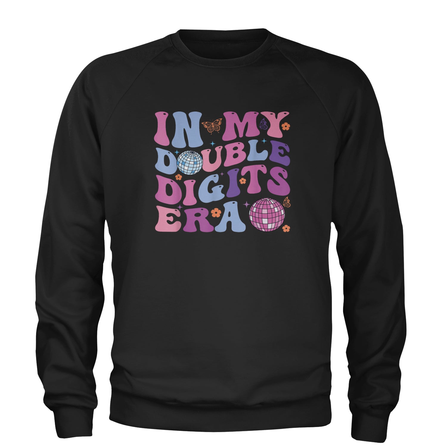 In My Double Digits Era Retro 10 Year Old 10th Birthday Adult Crewneck Sweatshirt Maroon